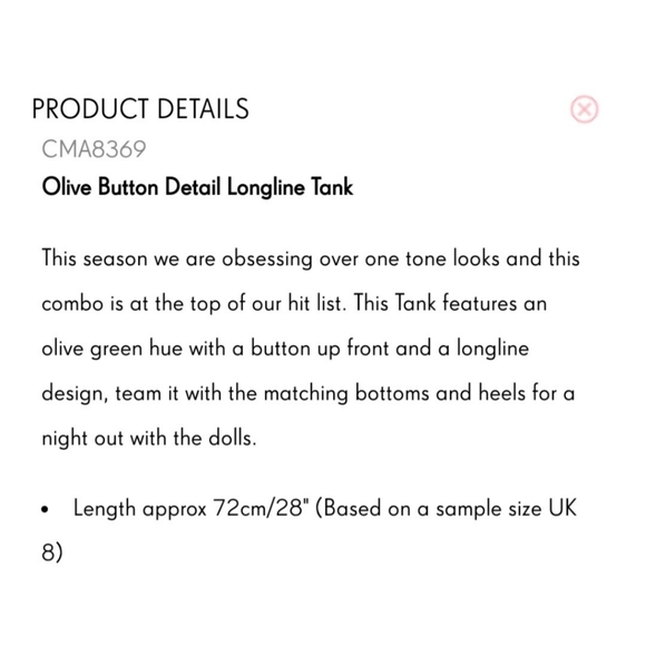 Olive Button Detail Longline Tank - Picture 7 of 7